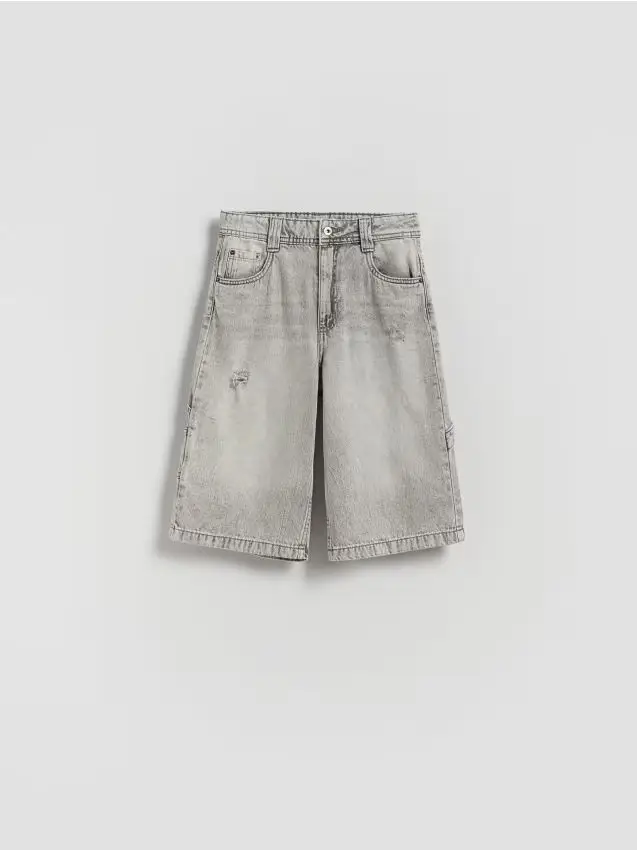 Pantaloncini di jeans - grigio chiaro