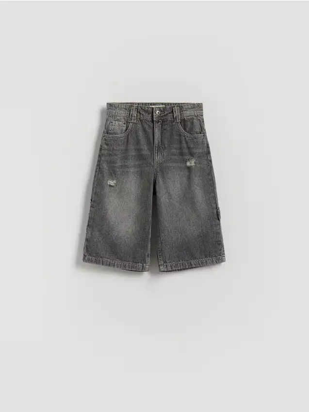 Pantaloncini di jeans - grigio