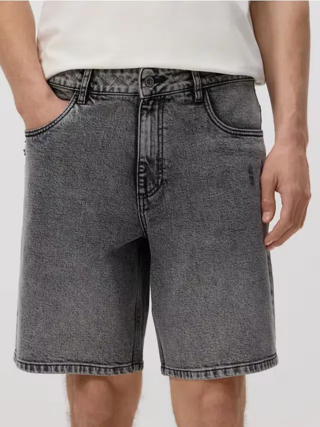 Pantaloncini di jeans loose fit - grigio chiaro