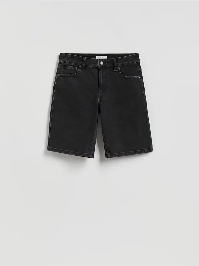 Pantaloncini di jeans straight - nero