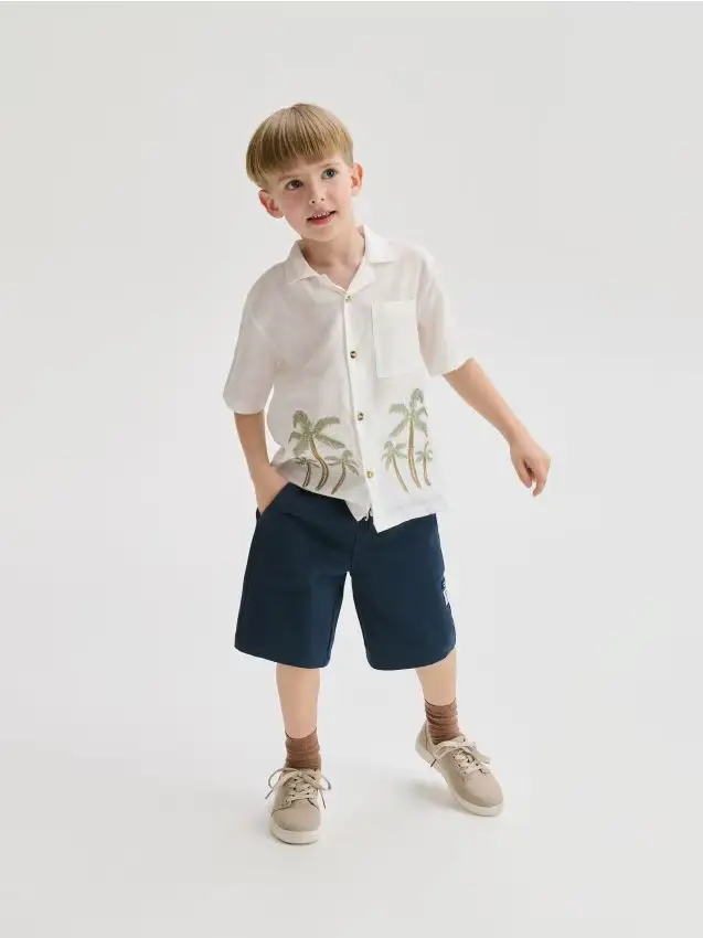 Pantaloncini in cotone - blu scuro