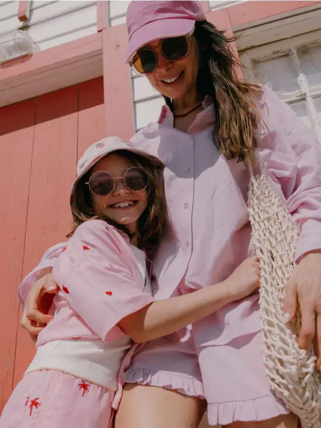 Pantaloncini in cotone con balze - rosa