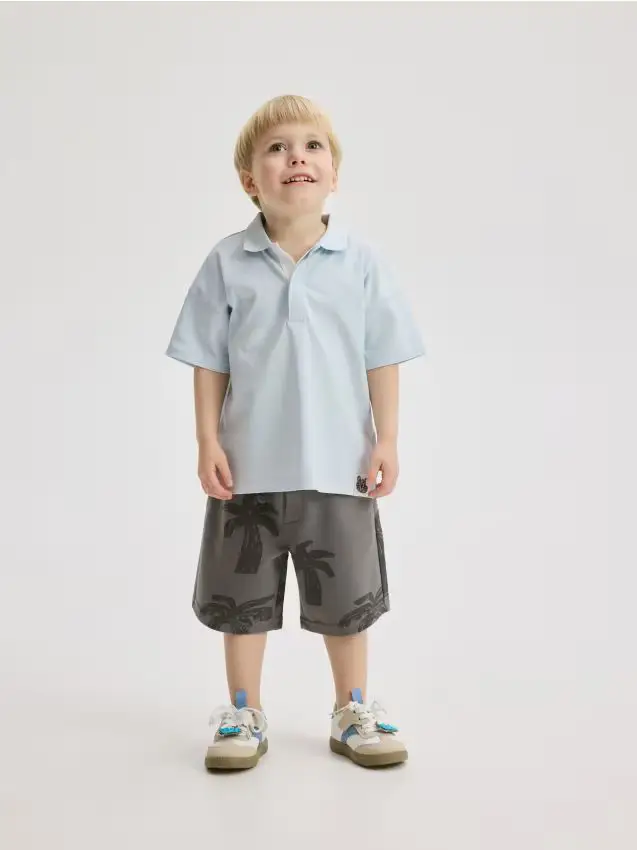 Pantaloncini in cotone stampato - grigio scuro