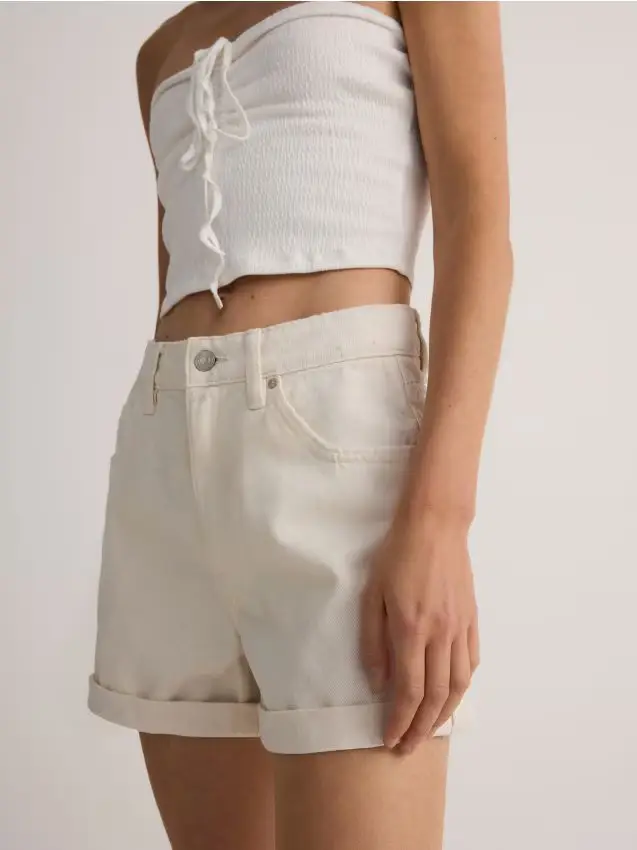 Pantaloncini in denim - panna