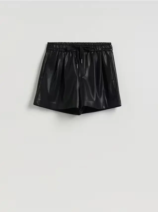 Pantaloncini in ecopelle - nero