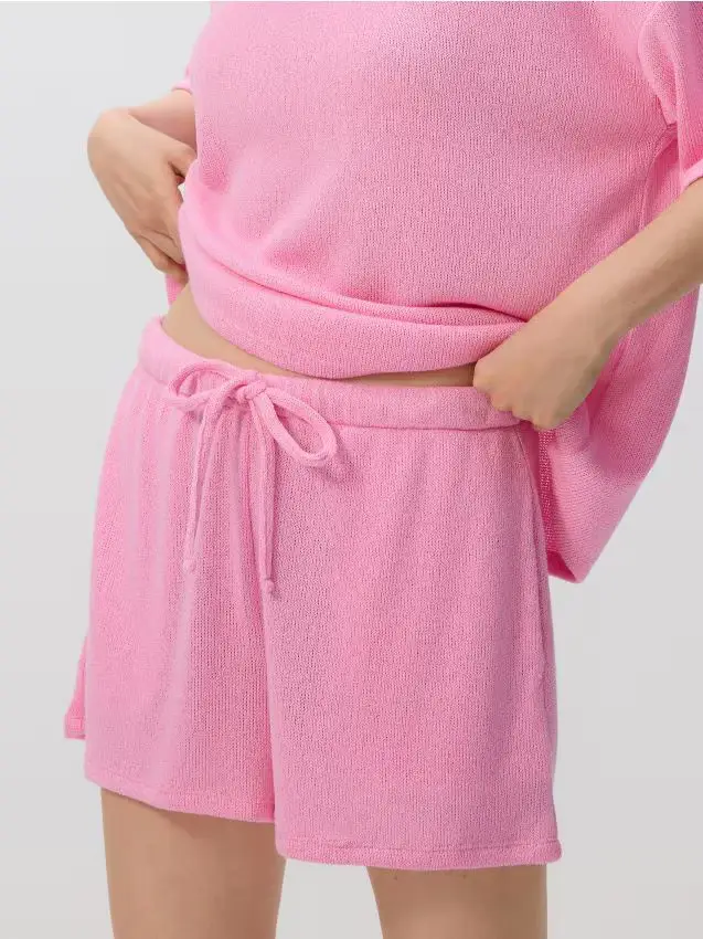Pantaloncini in maglia con viscosa - rosa