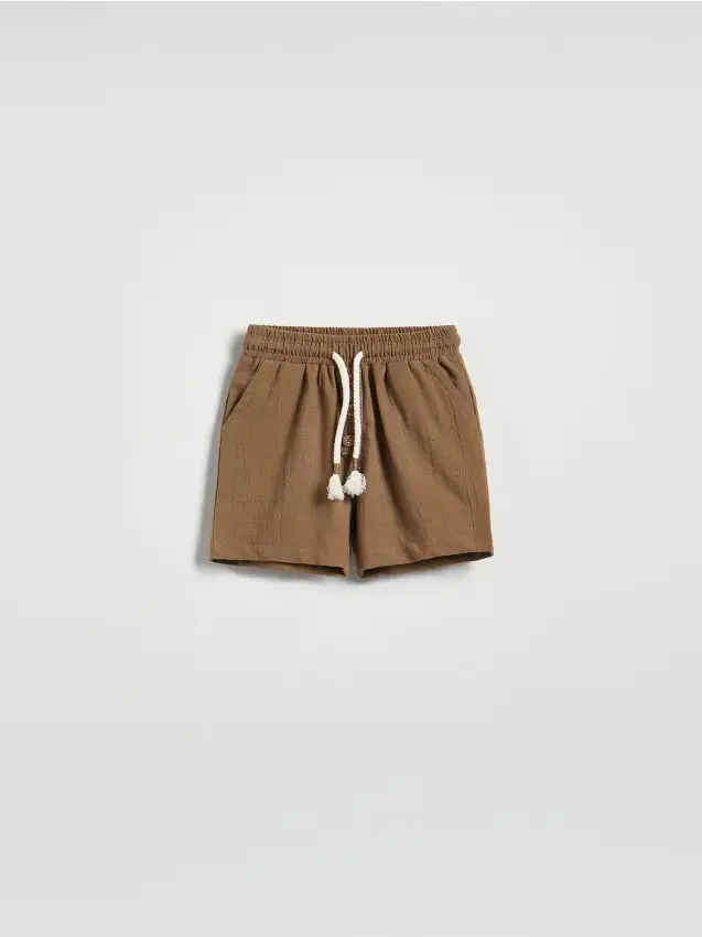 Pantaloncini in misto lino - marrone