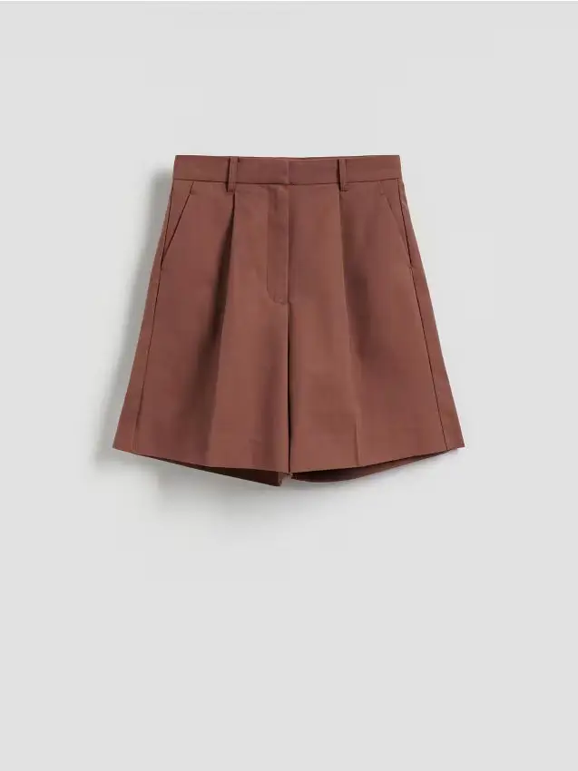 Pantaloncini in misto lyocell - marrone dorato