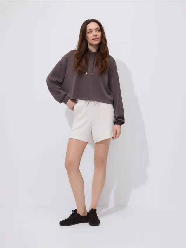 Pantaloncini in misto modal - beige