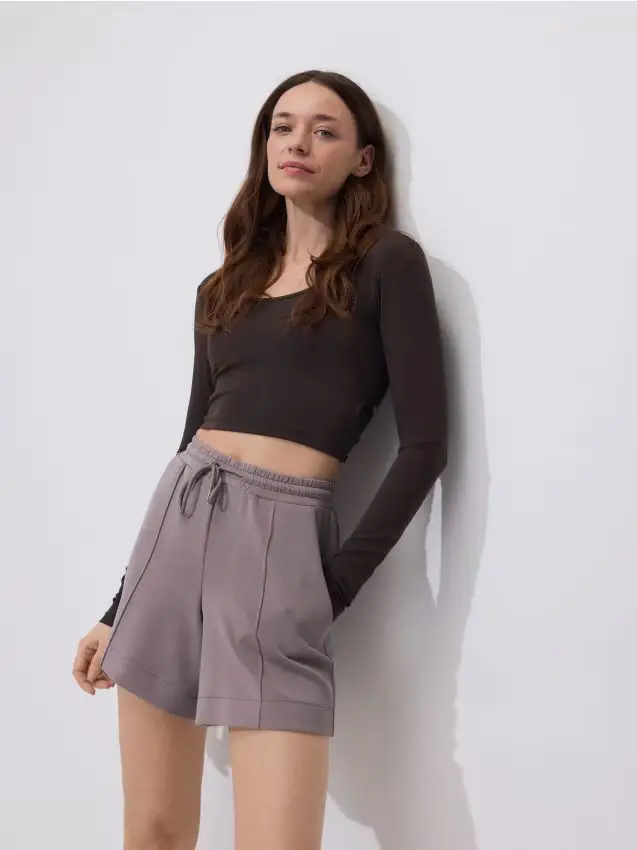 Pantaloncini in misto modal - caffè