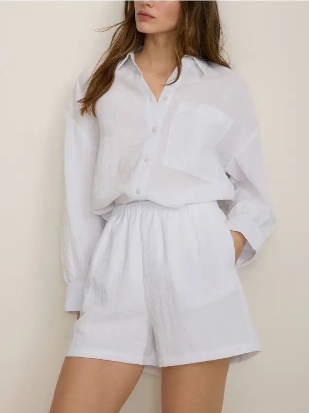 Pantaloncini in misto viscosa - bianco