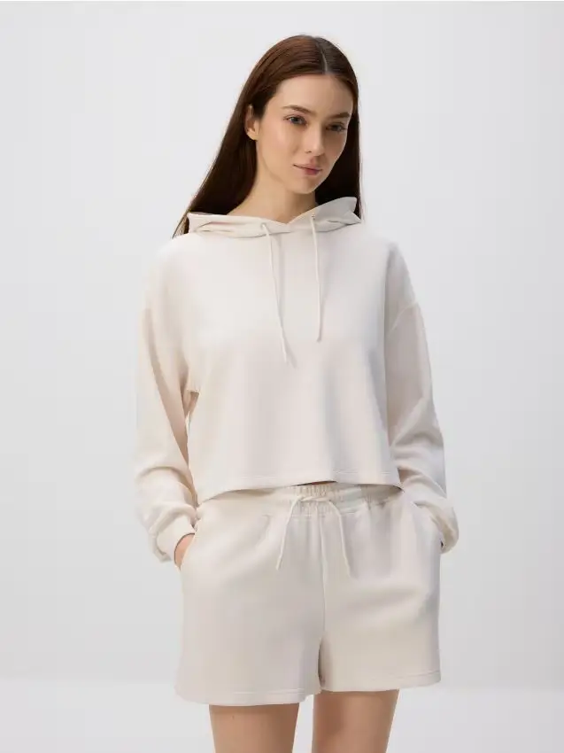 Pantaloncini in misto viscosa - panna