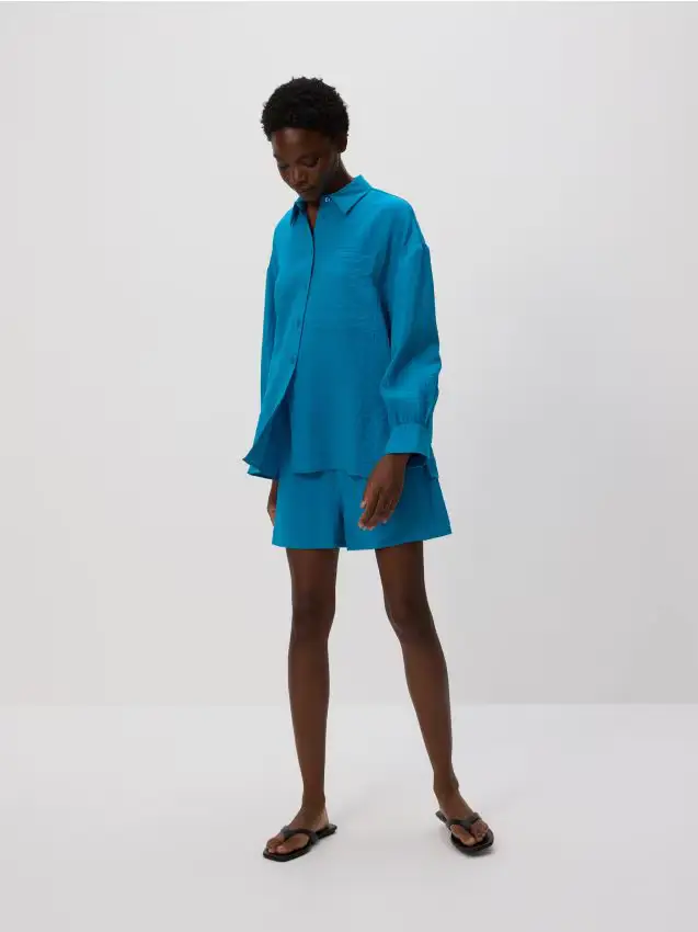 Pantaloncini in misto viscosa - turchese