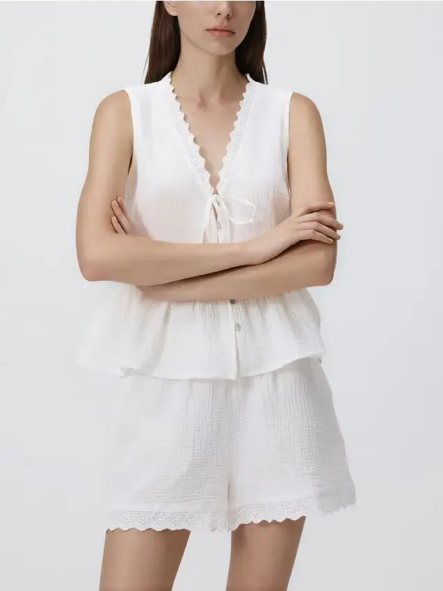 Pantaloncini in mussola - bianco