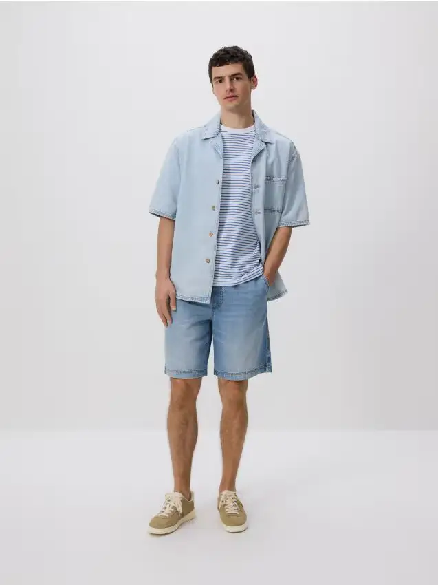 Pantaloncini jogger di jeans - blu