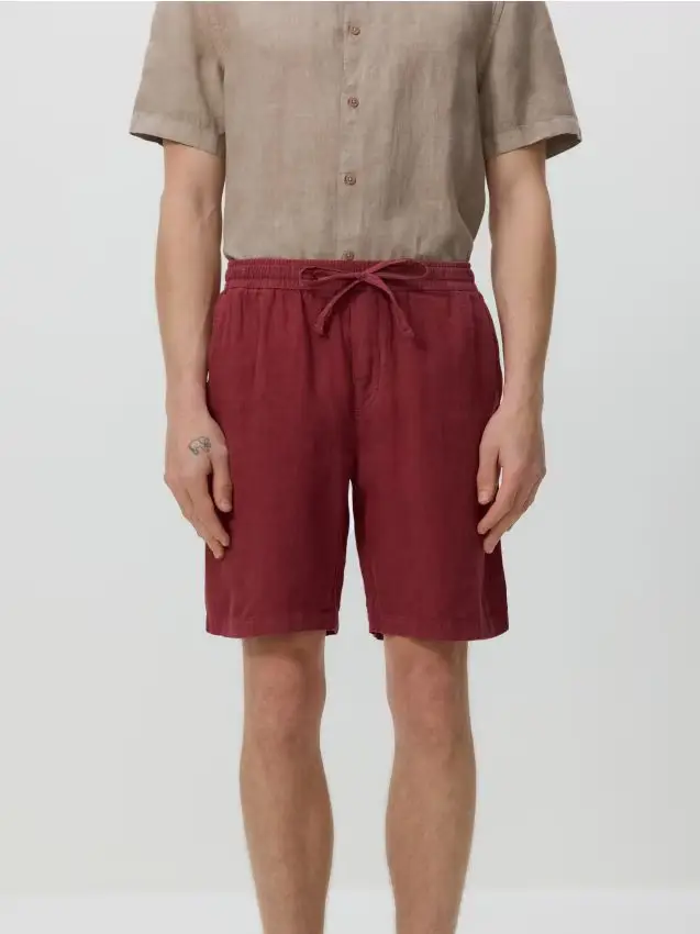 Pantaloncini jogger in lino - rame