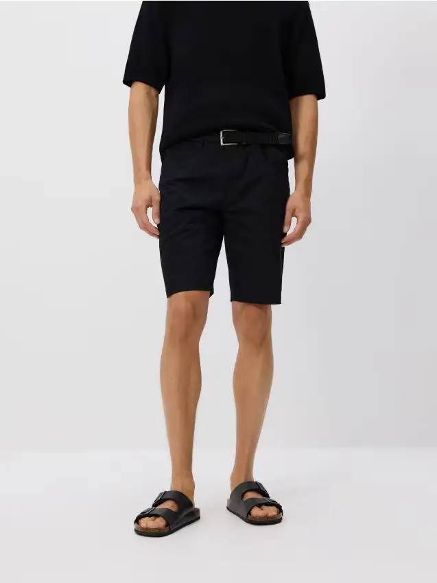 Pantaloncini regular carrot con cintura - nero