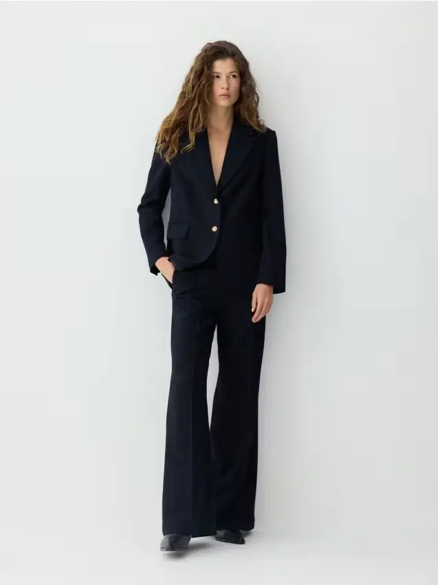 Pantalone misto lana - blu scuro