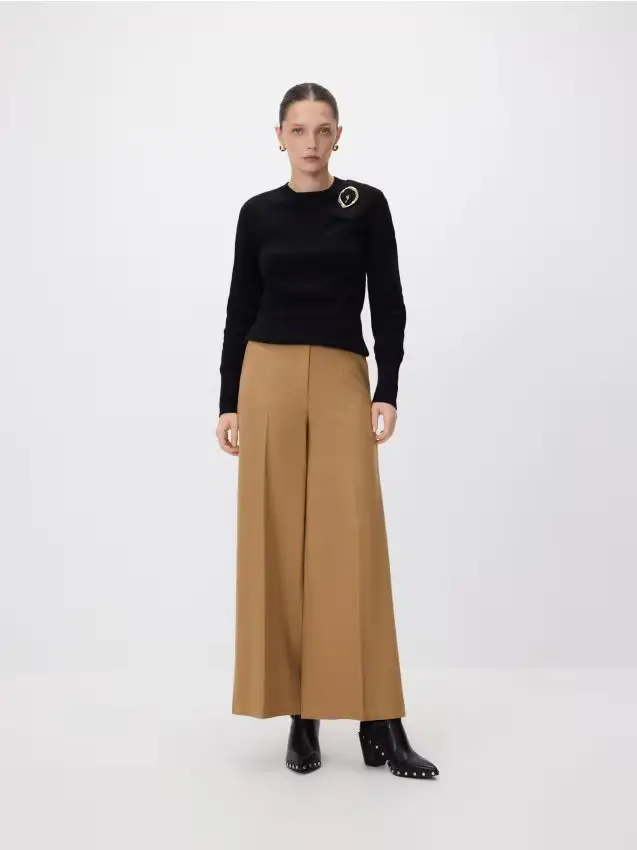 Pantalone misto lana - marrone dorato