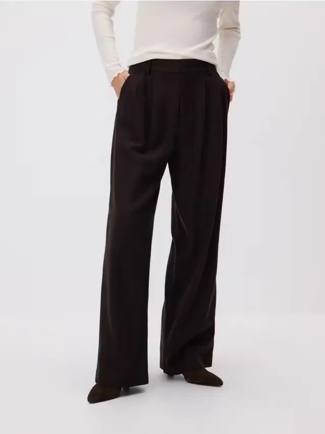 Pantalone misto lana - marrone scuro