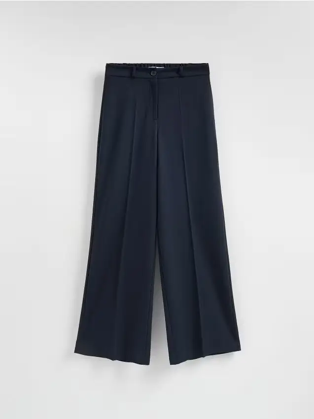 Pantaloni a gamba ampia con piega stirata - blu scuro