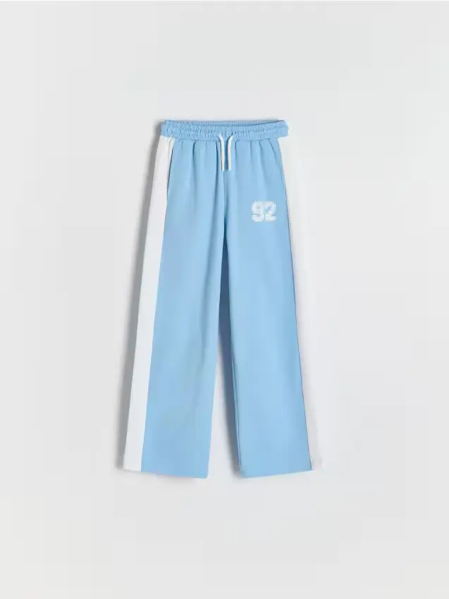 Pantaloni a gamba ampia con striscia laterale - blu pallido