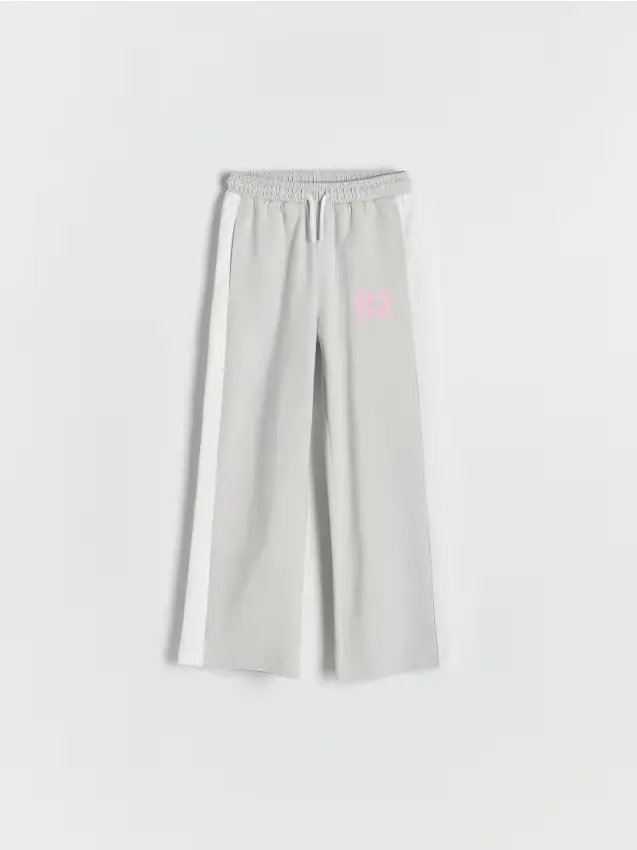 Pantaloni a gamba ampia con striscia laterale - grigio chiaro