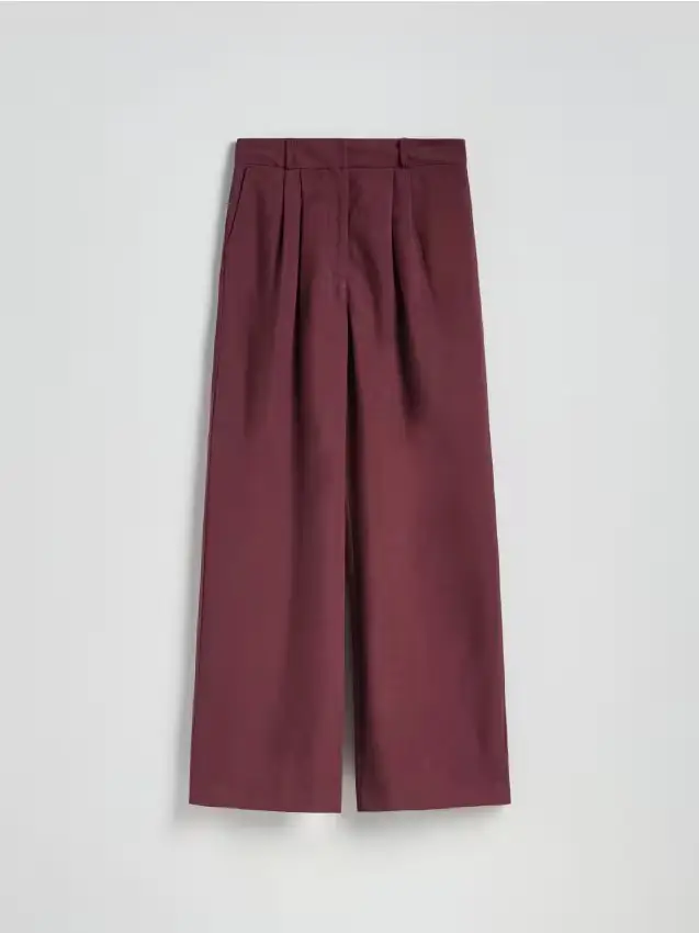 Pantaloni a gamba ampia in misto lino - marrone scuro