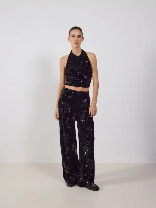 Pantaloni a paillette - nero