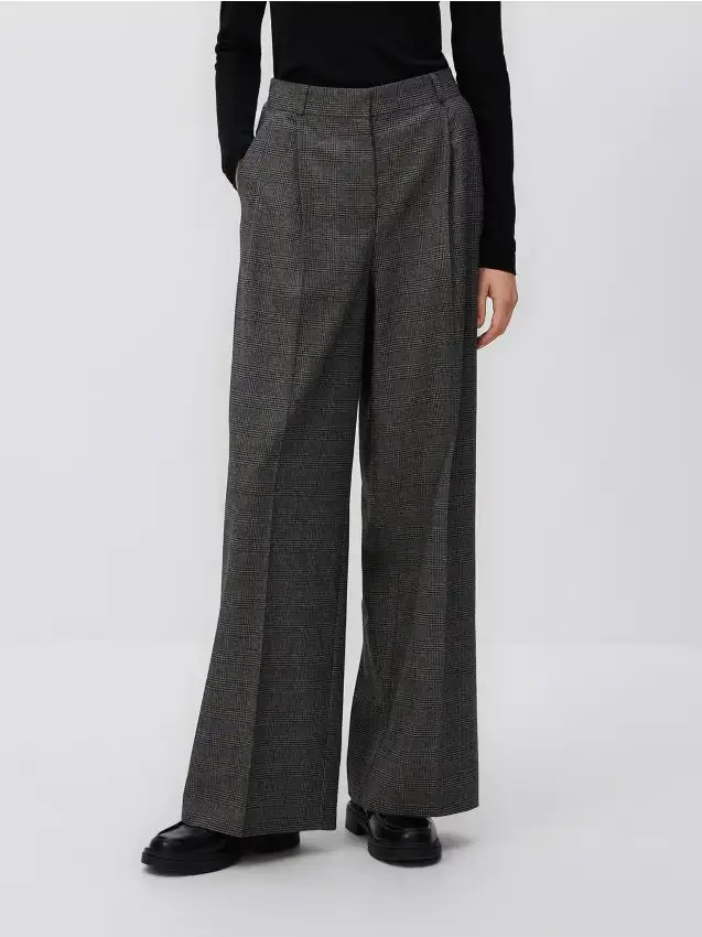 Pantaloni a quadri a gamba ampia - multicolore