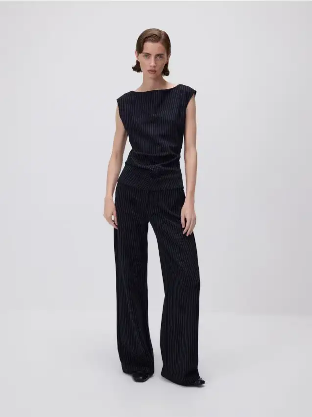 Pantaloni a righe - blu scuro