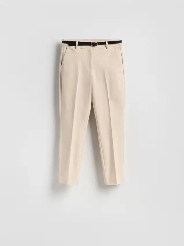 Pantaloni a sigaretta con cintura - beige