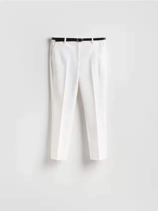 Pantaloni a sigaretta con cintura - bianco