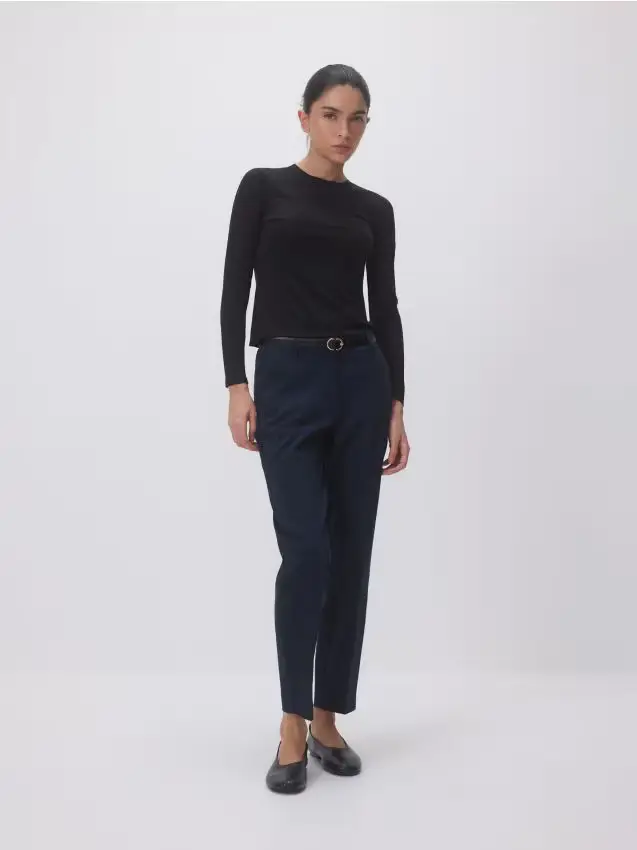 Pantaloni a sigaretta con cintura - blu scuro