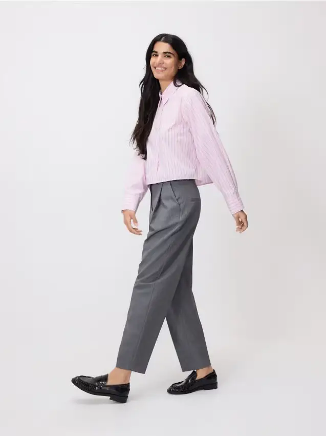 Pantaloni a sigaretta con cintura - grigio scuro