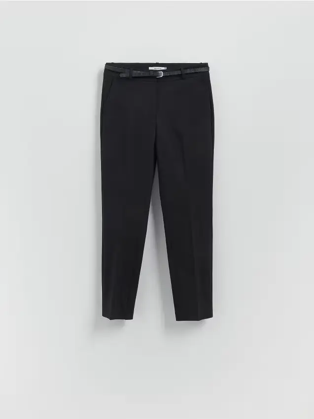 Pantaloni a sigaretta con cintura - nero