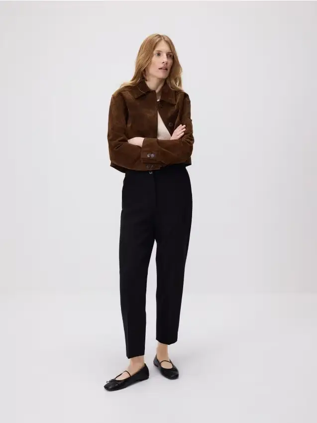 Pantaloni a sigaretta con piega - nero