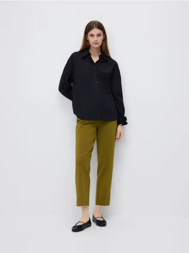 Pantaloni a sigaretta con piega - verde