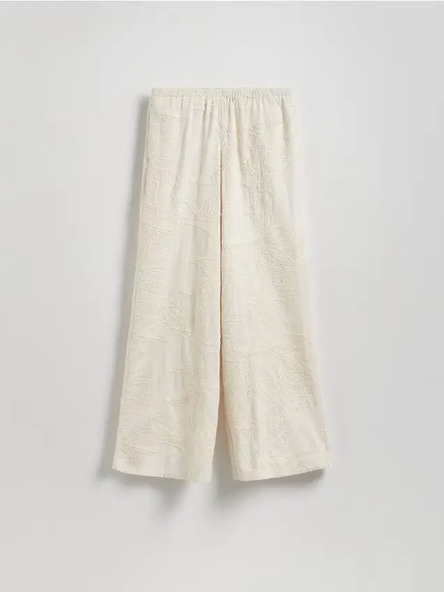 Pantaloni ampi con aggiunta di lino - beige