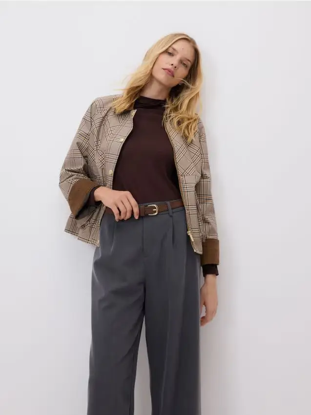 Pantaloni ampi con cintura - grigio scuro