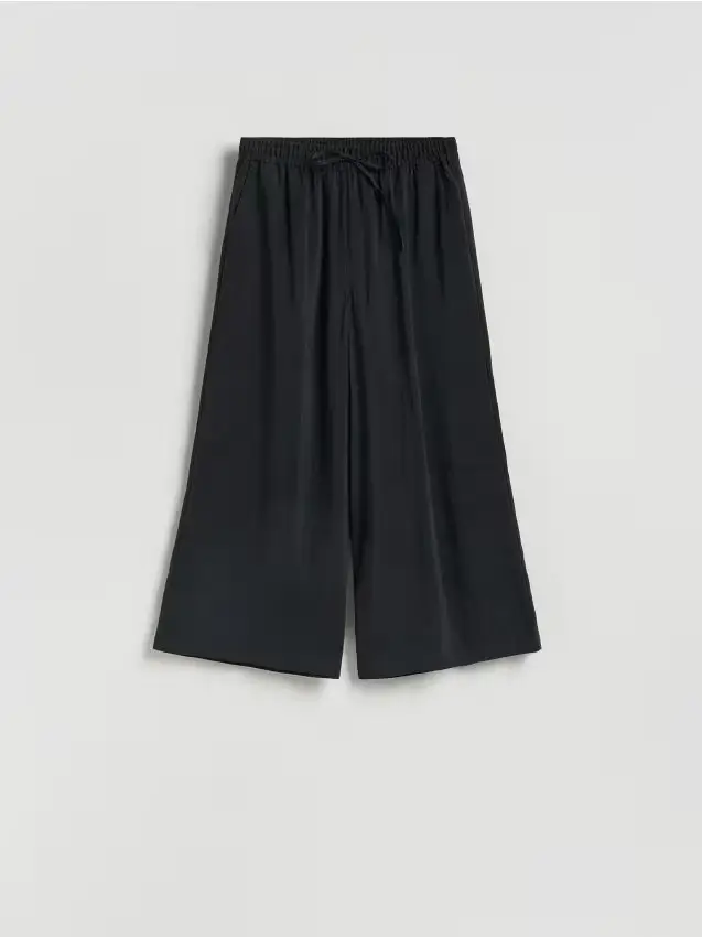 Pantaloni ampi con modal - nero