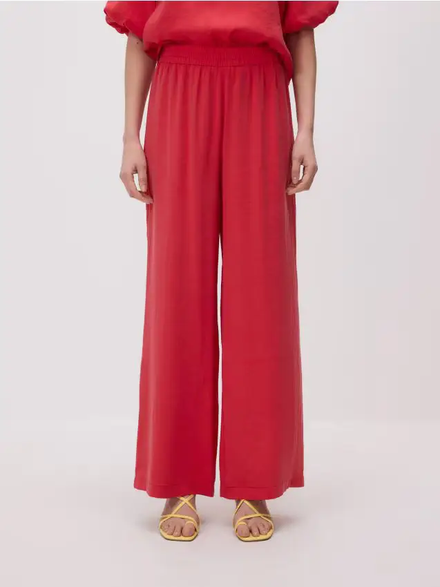 Pantaloni ampi con modal - rosso