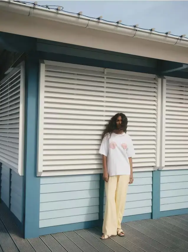 Pantaloni ampi in viscosa - giallo chiaro