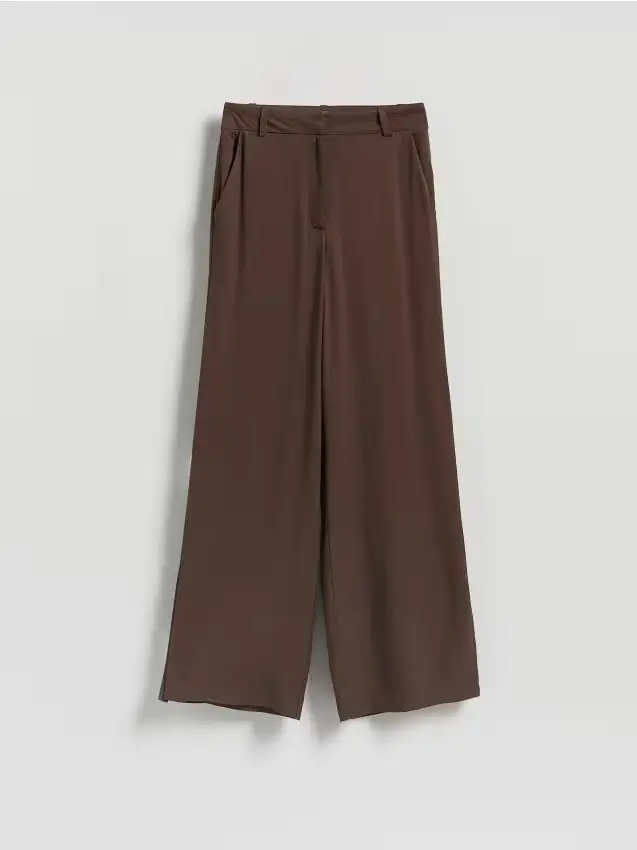 Pantaloni ampi in viscosa - marrone