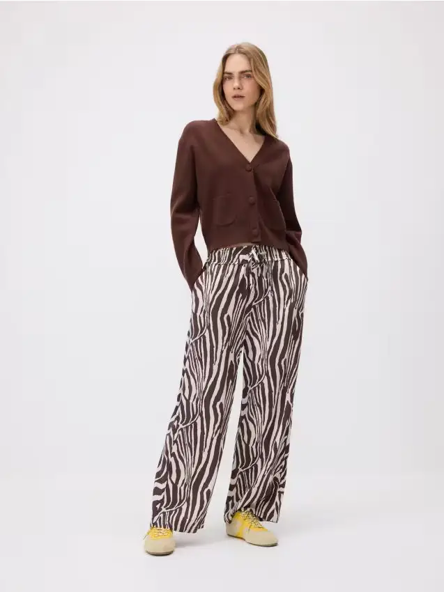 Pantaloni ampi in viscosa - multicolore