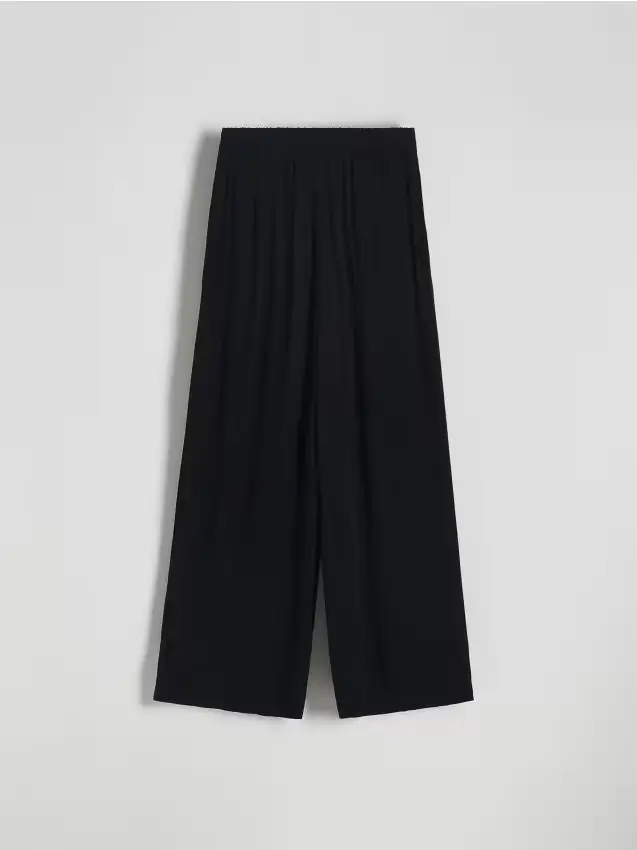 Pantaloni ampi in viscosa - nero