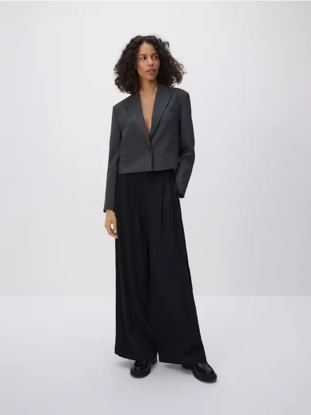 Pantaloni ampi in viscosa - nero