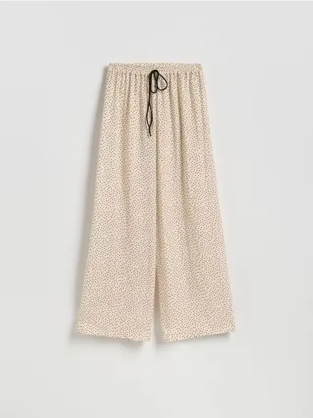 Pantaloni ampi in viscosa - panna