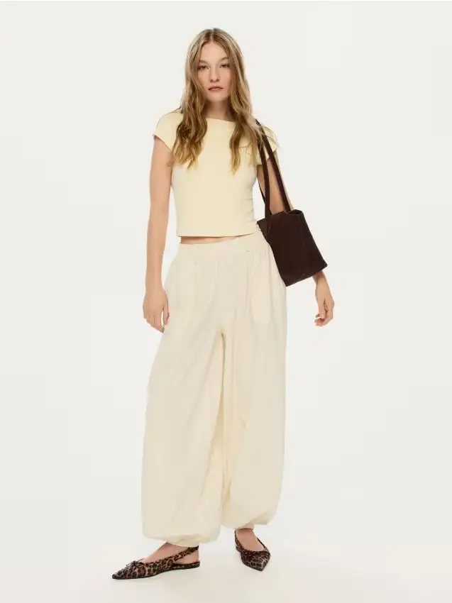 Pantaloni balloon - panna