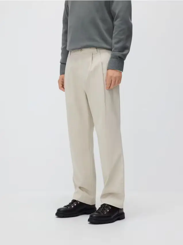 Pantaloni carrot in cotone - beige